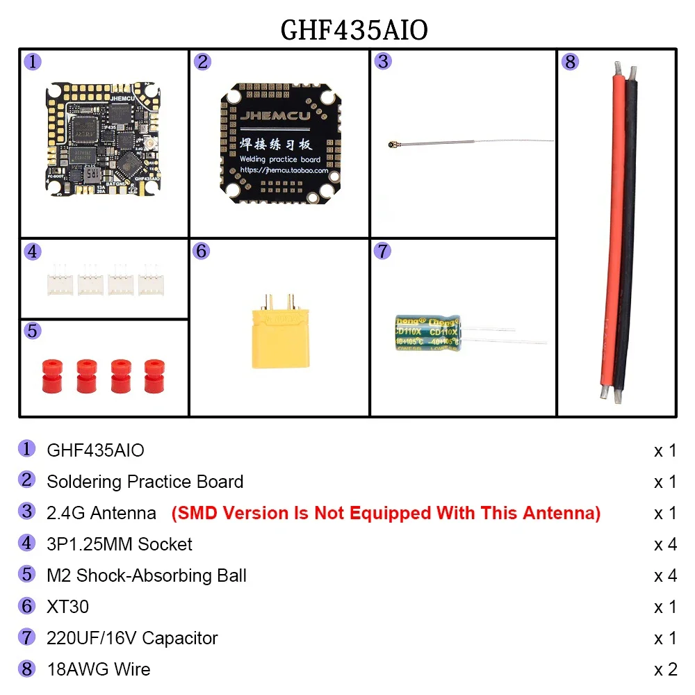 JHEMCU GHF435AIO z 20A ESC (AM32) 2-4S OSD Baro Blackbox 16MB GPS Wbudowany ELRS 2.4G CRSF do RC FPV Drone
