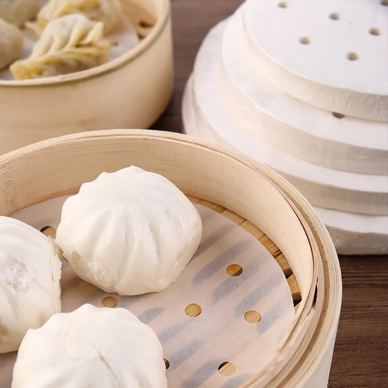 50 Sheets of Round Baking Paper Steamed Paper Oven Barbecue Steamed Bun Paper Steamer Drawer Paper Non-sticky Oil-proof Shippin