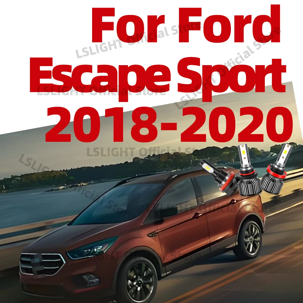 2/6x For Ford Escape Sport 2018 2019 2020 - Turbo High Low Beam 20000LM Headlights 6000K 12V Fog Lamps Accessories