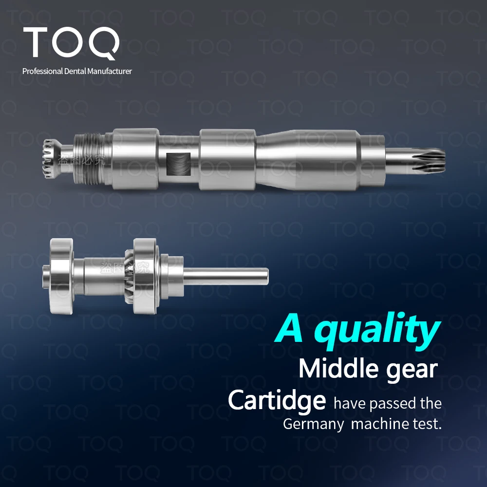 TOQ Dental 1:5 Fiber Optic LED Contra Angle Red Ring Handpiece Ceramic Bearing Internal 4 Way Spray Push Button Dentistry Tools