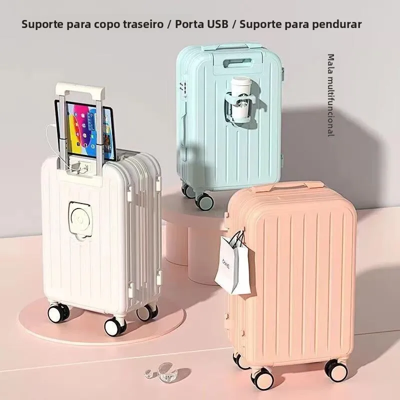 20-inch-multi-functional-travel-suitcase-with-cup-holder-women's-24-inch-student-password-box-universal-wheel-handbag