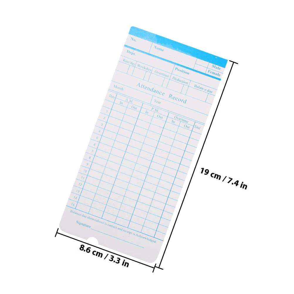 Cartões de tempo dupla face, folhas de papel para uso em escritório, edição em inglês, cartões de perfuração semanal, ferramenta de rastreamento de atendimento de funcionário, 2 peças