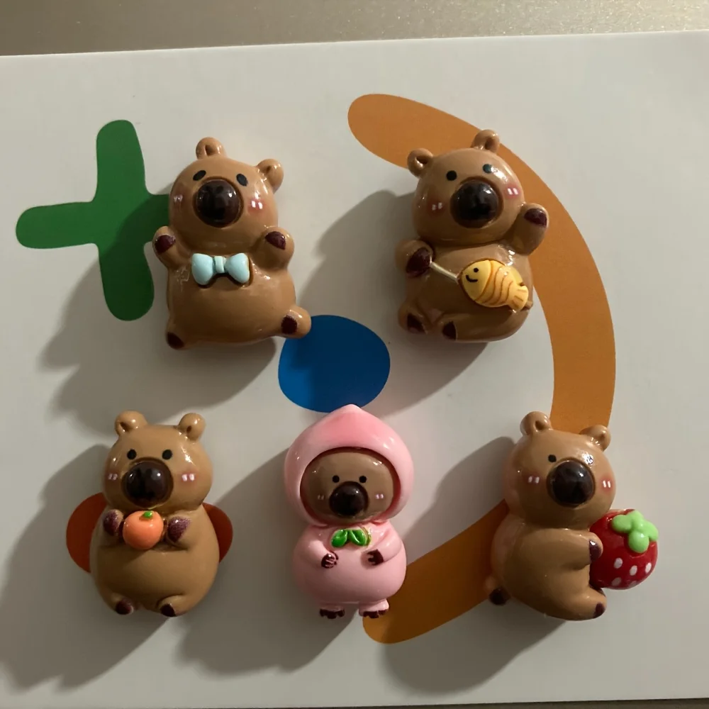 5pcs Cute Capybara Cartoon Fridge Magnets Set - Colorful, Decorative Refrigerator & Whiteboard Magnets with Playful Poses