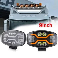 Luz LED de 9 pulgadas para camión Scania Man, foco todoterreno, faro de conducción, luz LED de trabajo DRL, giro blanco, amarillo, 12V, 24V