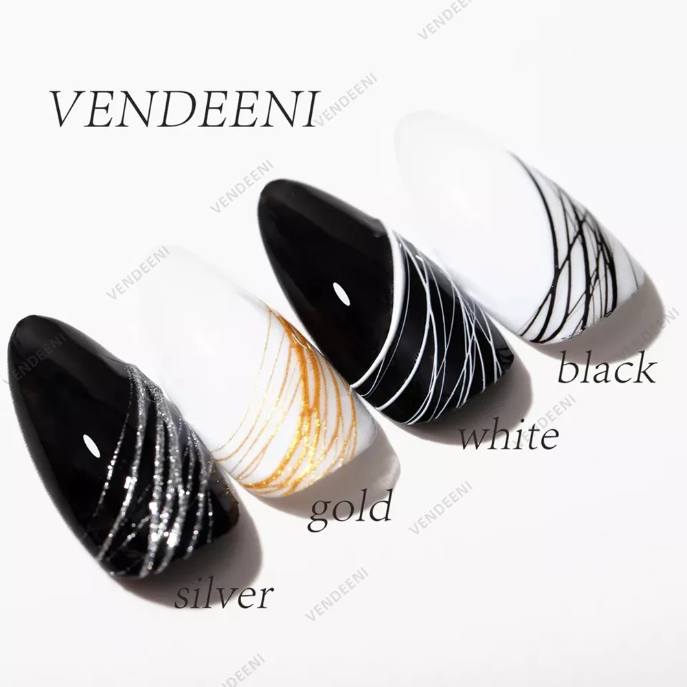 Vendeeni 4 Farben/Set Spider Line Gel Nagellack TPO HEMA FREI Malerei Liner UV Soak Off Gel Lack Elastisches Drahtziehgel – Detail 5