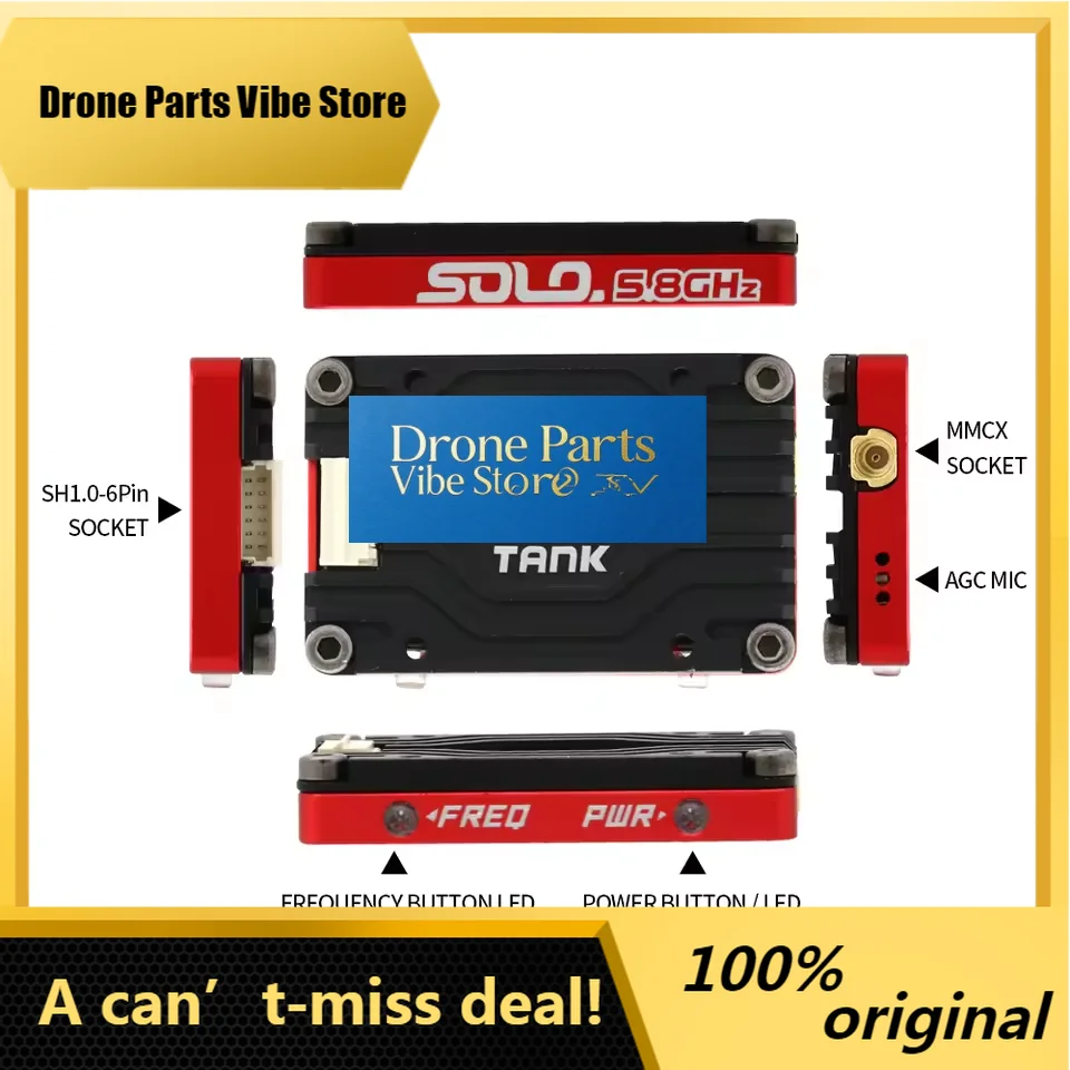 

Drone PartsRUSHFPV RUSH Solo Tank 5.8G VTX Video Transmitter CNC 1.6W High Power Built-in Microphone Heat Dissipation Structure