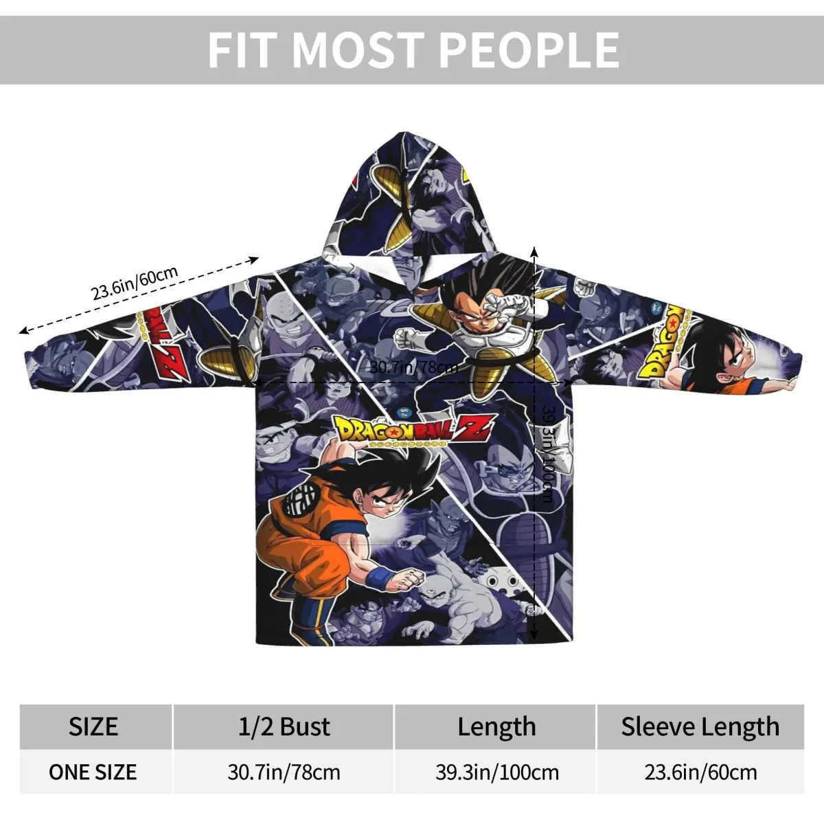 Dragon Ball DragonBall Anime couverture à capuche couverture portable grande avec poche sac de couchage chaud doux confortable Onesie