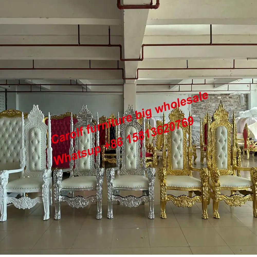 King and queen chairs luxury gold royale king throne chairs for events wedding party