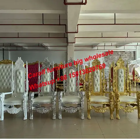 King and queen chairs luxury gold royale king throne chairs for events wedding party