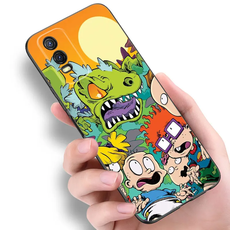 Cartoon Cute Children Rugrats Black Phone Case For VIVO V27 V29 V30 Pro Y02 Y15 Y17 Y33 Y76 S Y27 Y55 Y78 5G Y16 Y21 Y22 Y35 Y36