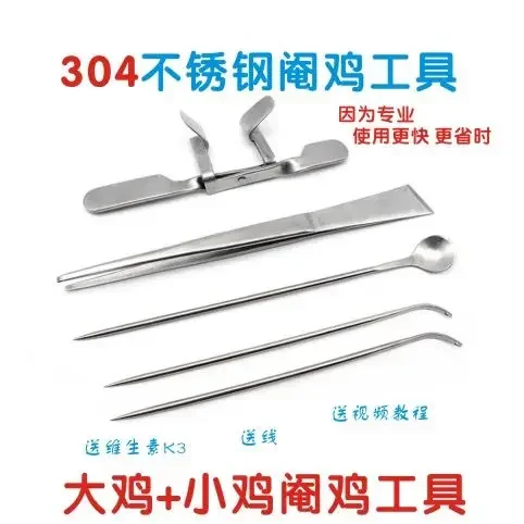 A complete set of stainless steel castration knives for castrated chickens, hand made professional castration knives B