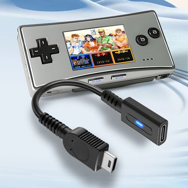 USB C Female Plug to GBM Plug Convert Cable PD Charging Cable for Nintendo Game Boy Micro Power Supply Cord with Instruct Light