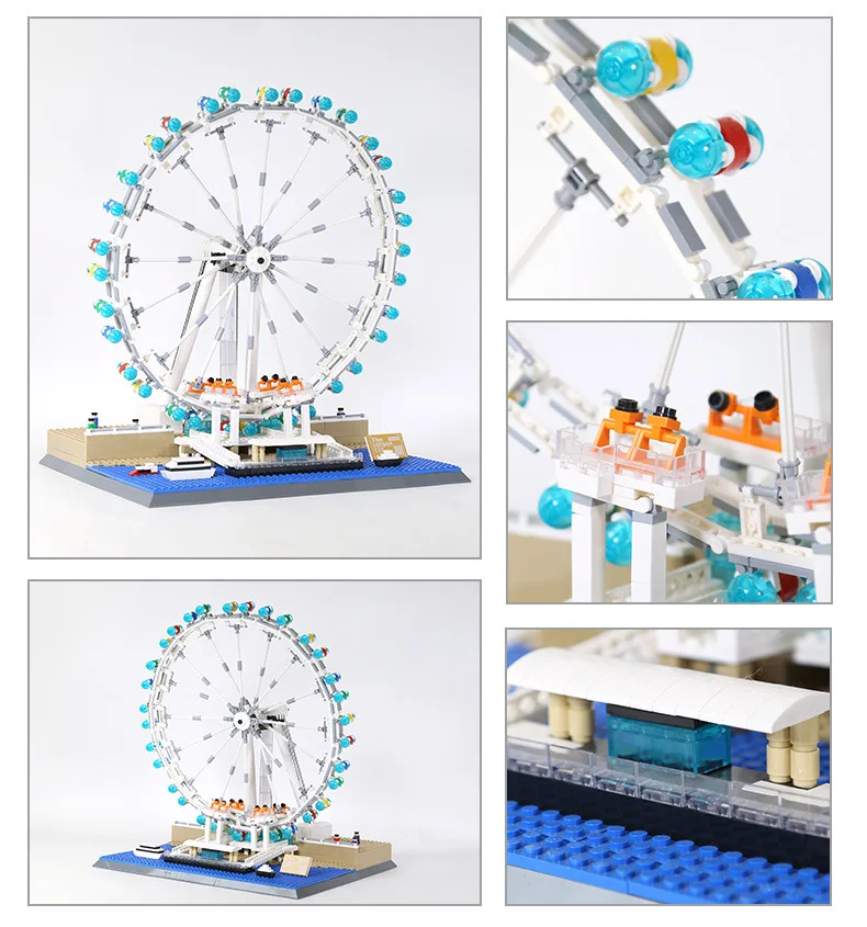 

Creative City Landmark England London Eye Building Block Ferris Wheel Construction Model Brick Modern Architecture Toy For Gifts