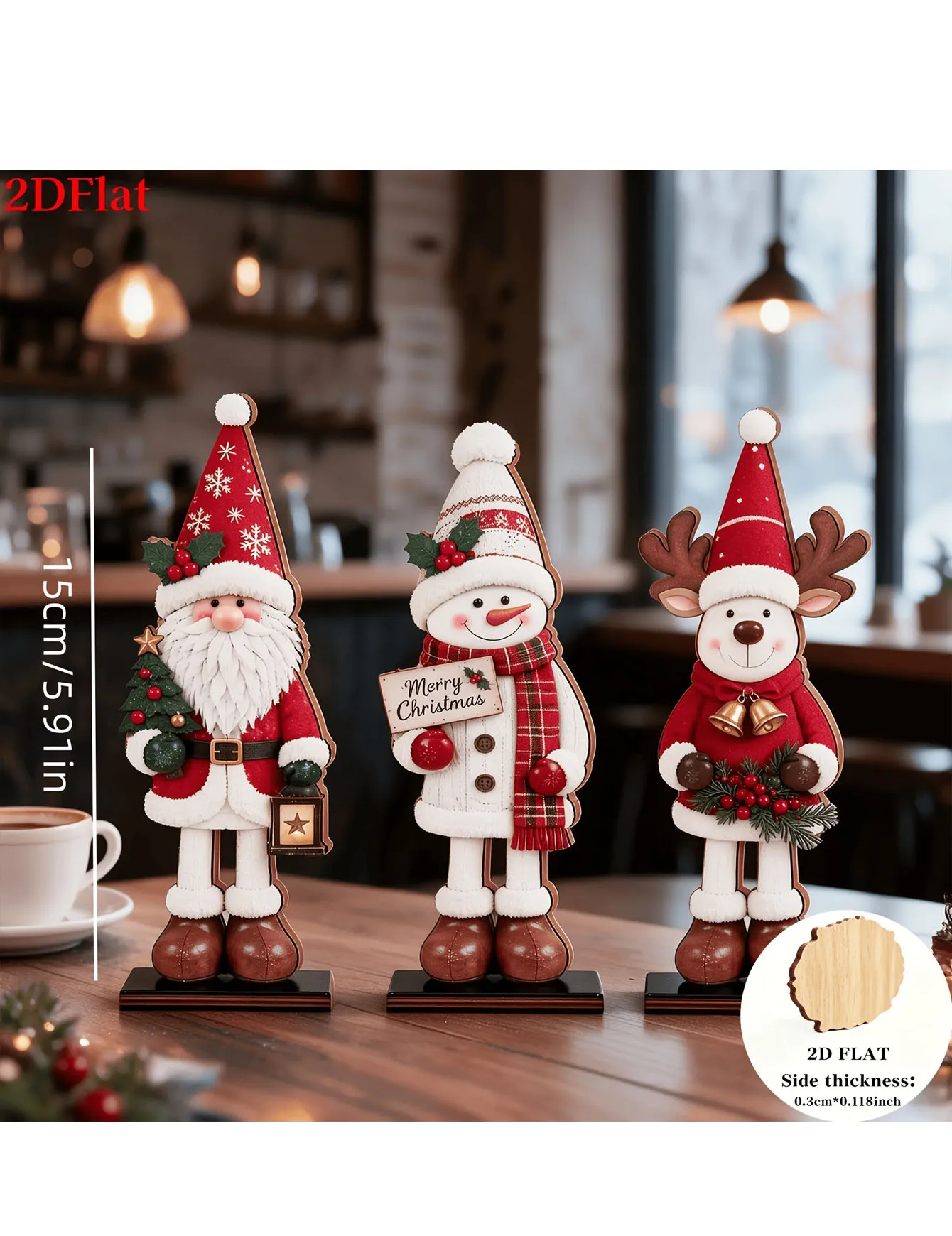 Christmas decorations, wooden Santa Claus snowman reindeer tabletop ornaments, cross-border festive atmosphere props