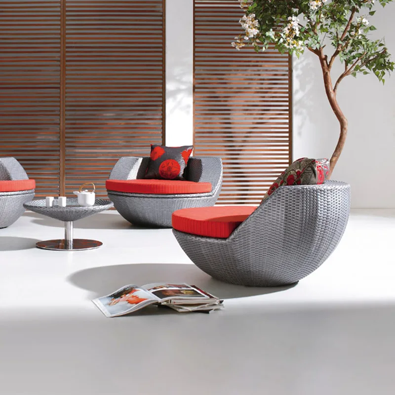 

Outdoor rattan creative table and chair combination villa courtyard garden rattan chair outdoor balcony small tea table