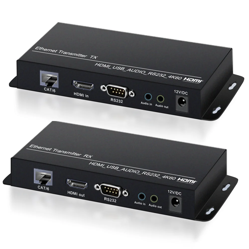 

UHD 4K60 HDMI+USB2.0 KVM Extender Support HDCP/EDID/RS232 120m HDMI Extender KVM