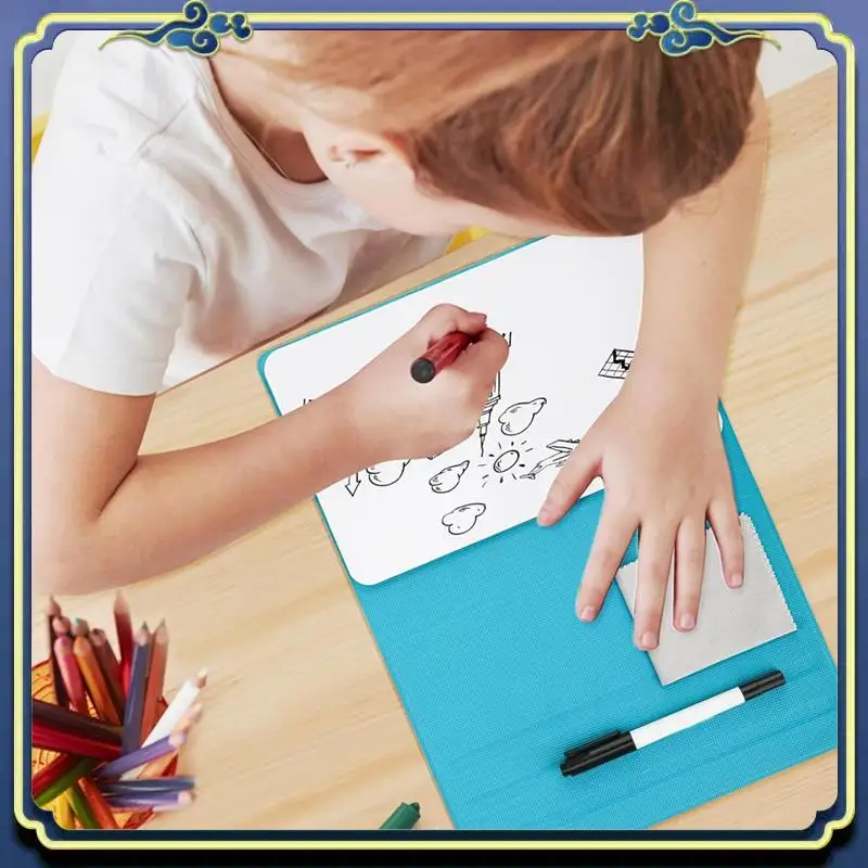 A86p-quadro branco pequeno portátil, mini ímã reutilizável placa apagável a seco com marcador limpar pano magnético placa apagável a seco