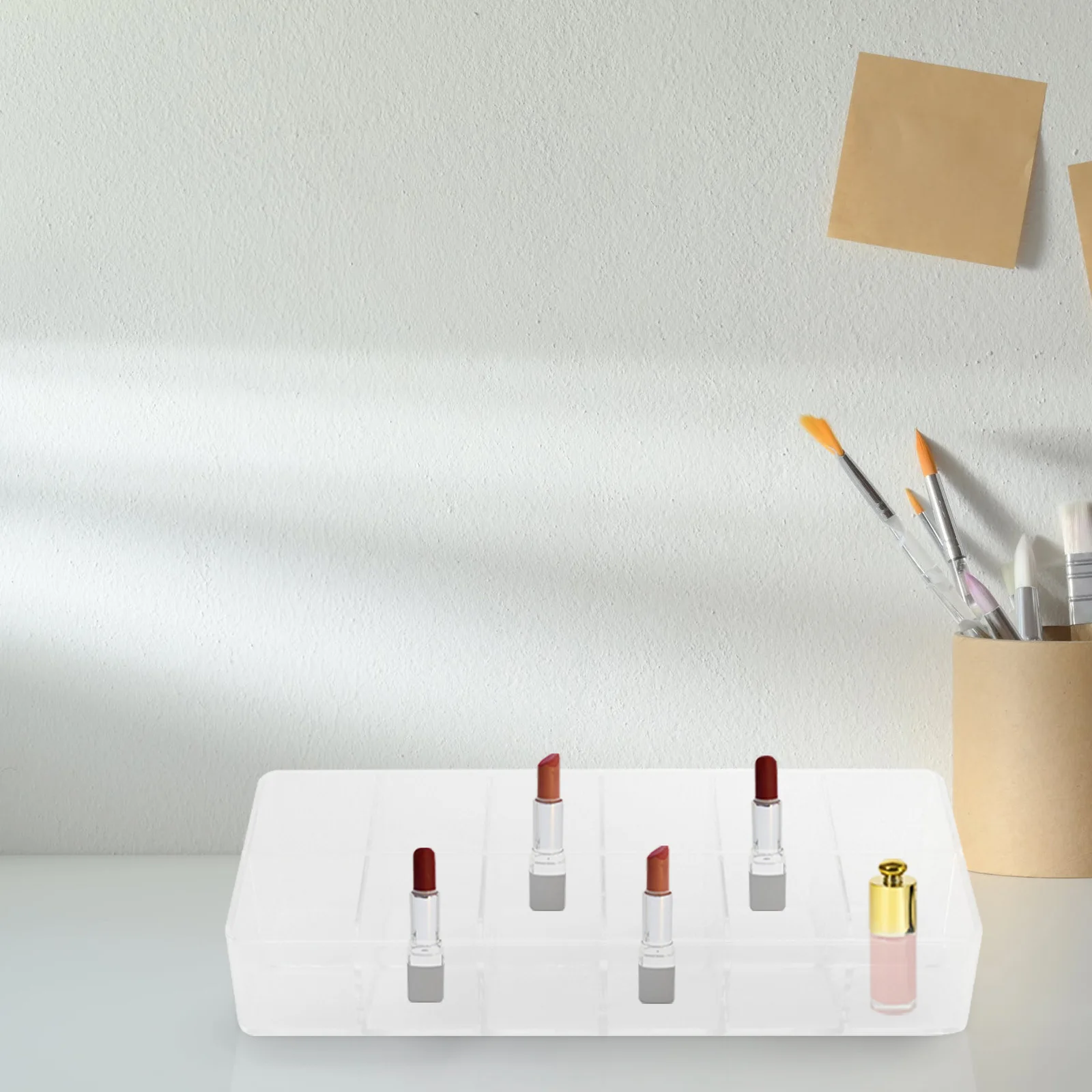 

1Pcs Lipstick Storage Box Transparent Desktop Organizer Large Capacity Makeup Holder for Cosmetics and Accessories