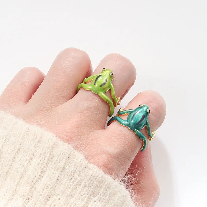 925 Sterling Silver Jewelry Enamel Frog-shaped Hug Finger Rings for Women Wedding Party Jewelry For Girls Friends Gift view 5