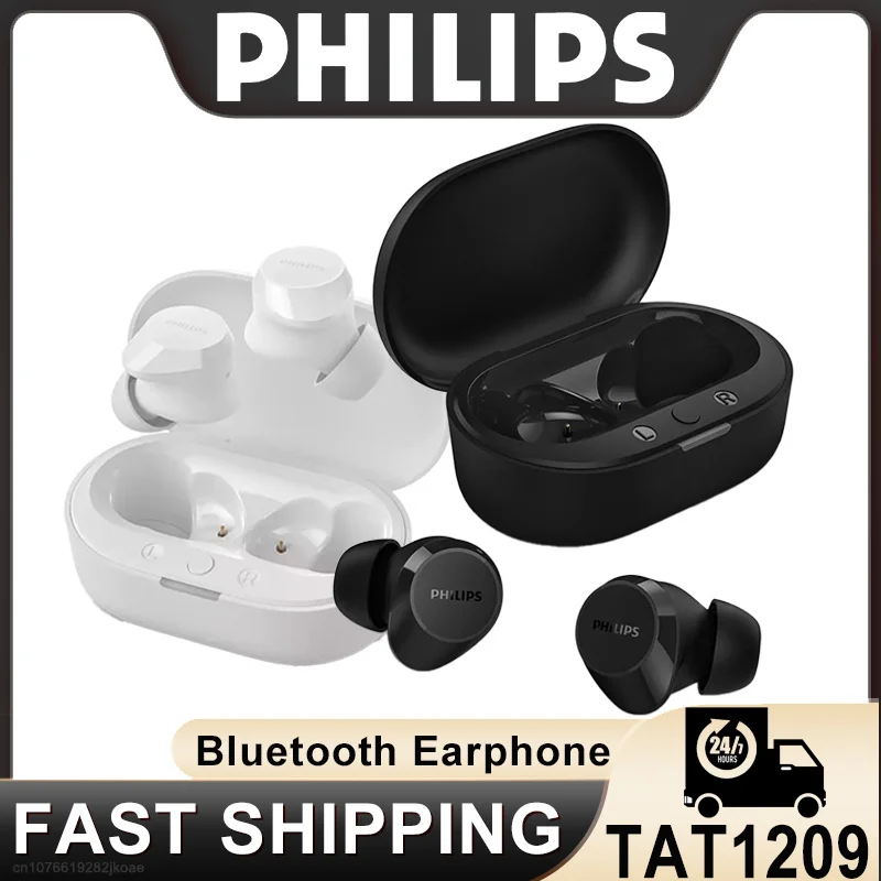 Philips TAT1209 Earphone Wireless Bluetooth 5.3 Headset HD Mic Call Semi in Ear Headphone HiFi Stereo Music Earbuds Long Standby