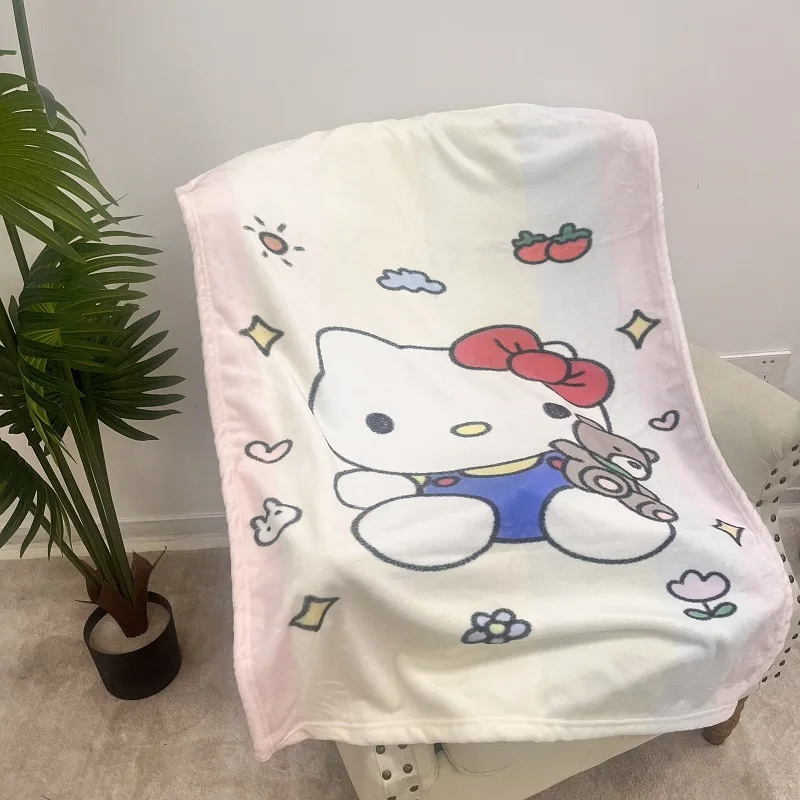 Sanrio Olá Kitty Cinnamoroll Desenhos Animados Cobertor De Flanela Impresso, Xaile De Escritório, Capa De Cesta