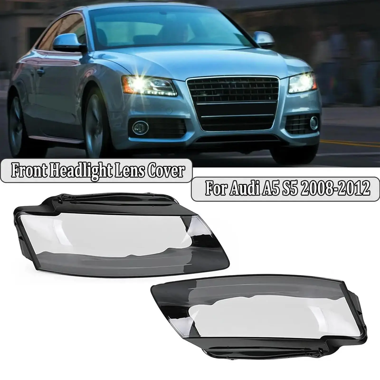 

High Quality A5 S5 RS5 Car Front Headlight Lens Cover Headlamp Covers Shells For Audi A5 S5 RS5 2008-2012 Lampshade Lamp Hoods