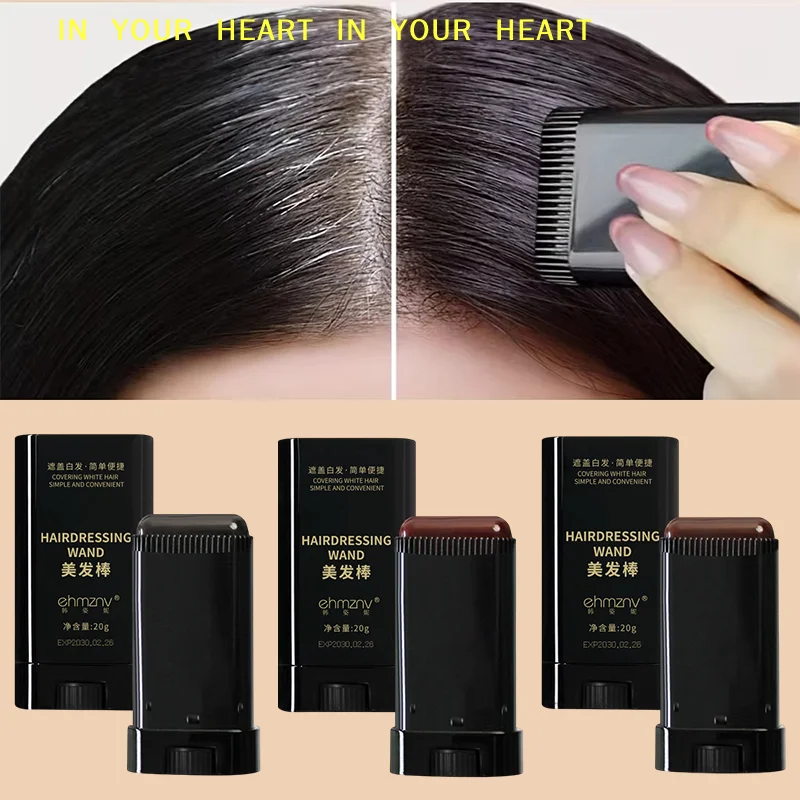 【X】Hair Color Stick For Men & Women Quickly Covers Gray White Hair Concealer Hairline Instant Covering Hair Dye Stick Applicator