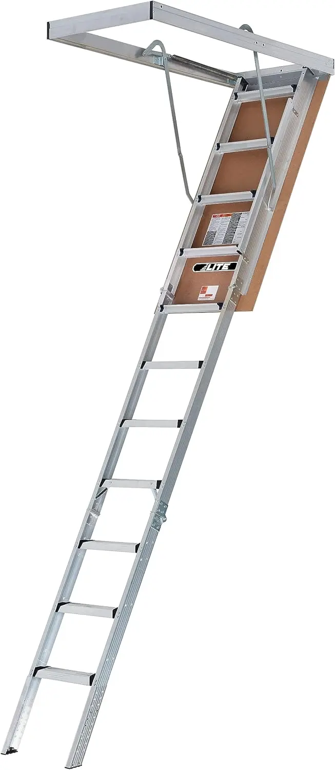 

10 Foot Aluminium Attic Ladder 56" W X 22.5" H 375 Pound Load Capacity Type Iaa Rough Opening Dimensions Sturdy