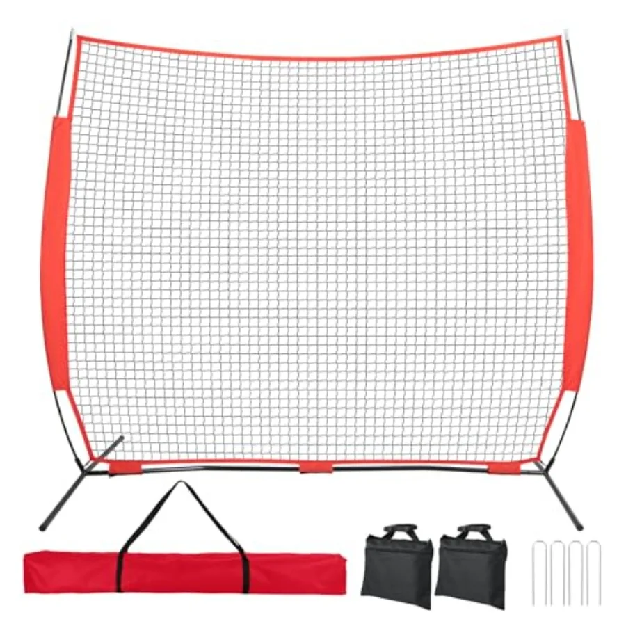 

7x7ft/10x16ft/10x20ft Portable Sport Net with Handbag and 12 Ground Nails. Stable Backstop Net for Softball, Lacrosse, Soccer,