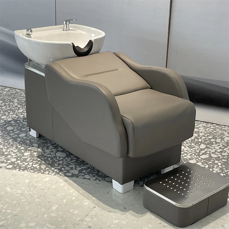 

Barber shop shampoo bed hair salon special semi-reclining shampoo recliner hairdressing shop ceramic basin flushing bed