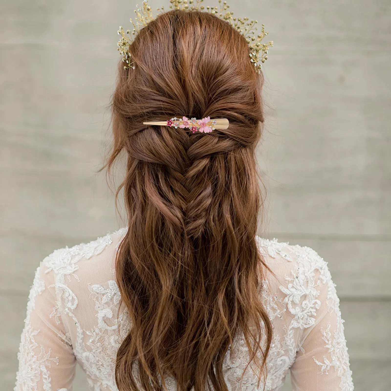 مشبك معدني على شكل زهرة، مشبك شعر كبير من سبيكة منقار البط، تصميم عصري عتيق للنساء، إكسسوار للشعر لمهرجان السفر للحفلات