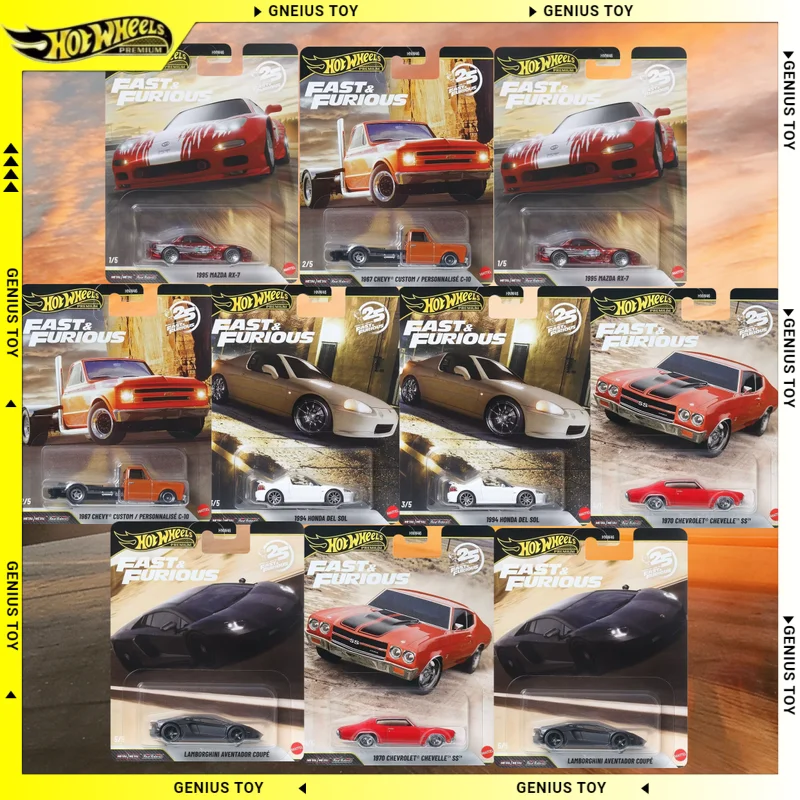 Hot Wheels Premium 2026 Fast & Furious '95 Mazda '67 Chevy '94 Honda Chevrolet Lamborghini 1:64 Diecast Alloy Car قابل للجمع #1