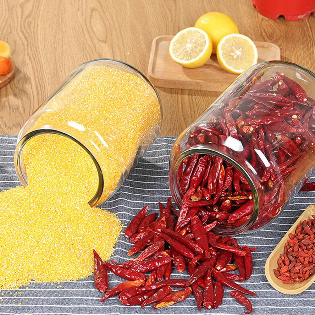 

1Pcs Clear Airtight Glass Storage Jar Grain Container for Tea Candy Food Storage Grain Container Tea Can