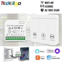 Interruptor de cortina WiFi com controle remoto sem fio, persianas elétricas, Tuya Smart Life, Google Home, Alexa Alice, RF433