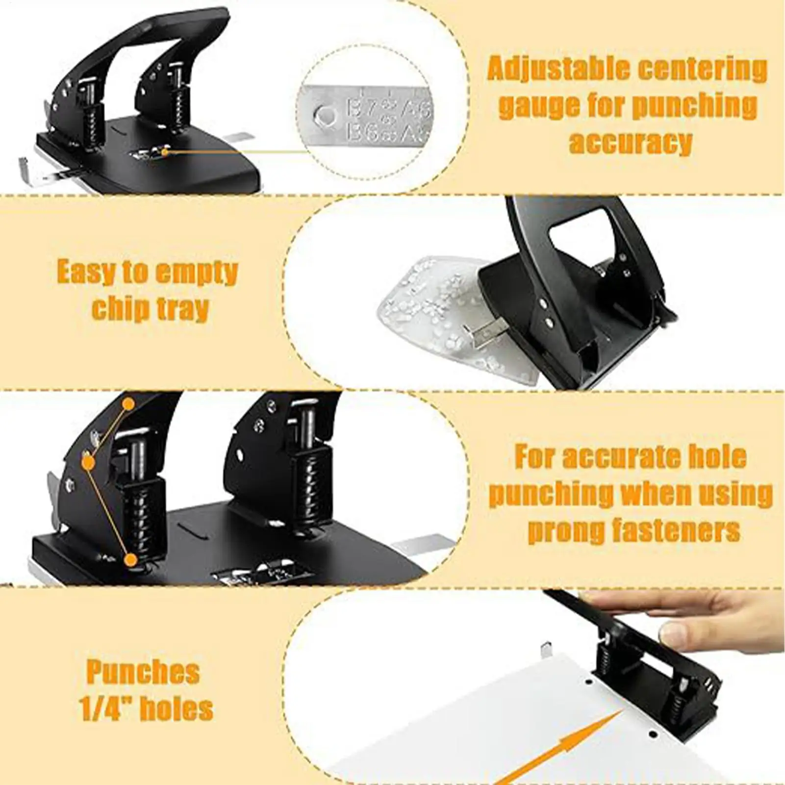 Hole Puncher For Binder Heavy Duty 2-Hole Binding Machine File Folders Paper Puncher Machine For Home School Craft Work Document