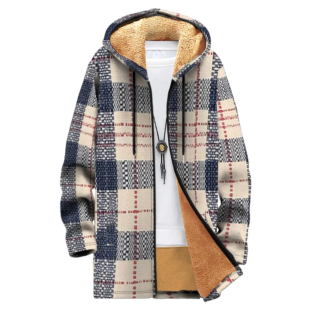 Ropa de invierno para hombre, abrigos de plumón, chaqueta acolchada de algodón con diseño de garabatos de puntos de celosía, cremallera de bolsillo con estampado de plumas, nuevo