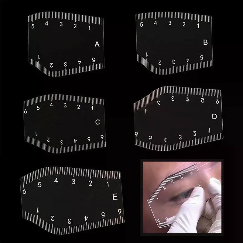 5Pcs Durable Brow Shaping Stencil Shaping Portable Instant Brow Shaper Drawing Eyebrow Design Ruler Gift