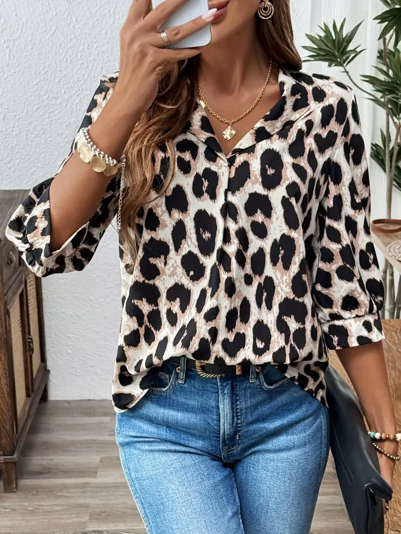 Women's Loose Collared Top with Draping Effect for Commuting And Casual Wear Comfortable Fit Stylish Top