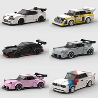 MOC Pickup Car Model Building Blocks GT RS6 Super Race Speed Racing Sports Police Vehicle Technical Racing Brick Christmas Gif