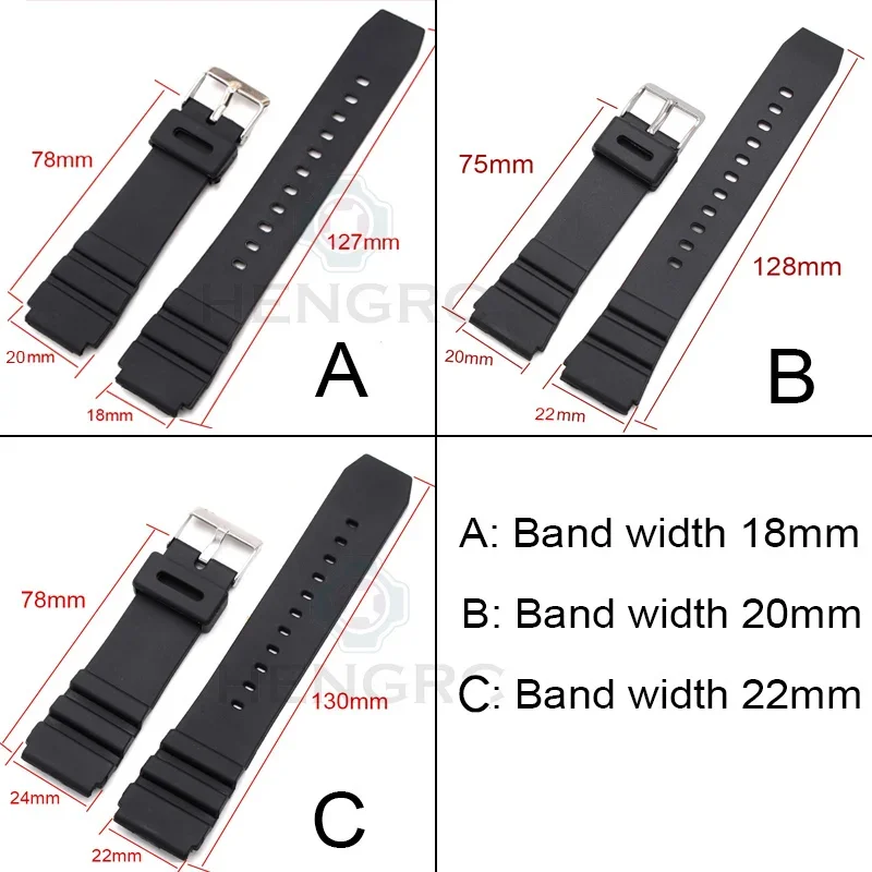 Rubber Watch Strap 18mm 20mm 22mm Sport Diving Military Silicone Band Black Electronic Wristwatch Accessories image 3