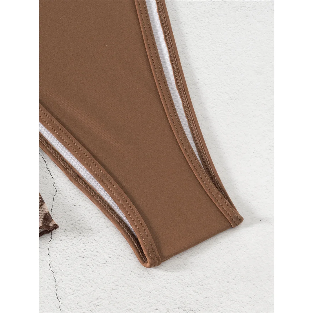 Mit Leopardenmuster-Rock, Neckholder-Bikini, Damen-Badeanzug, dreiteiliges Bikini-Set, Badebekleidung, Badeanzug, Schwimmanzug V8325 – Detail 7
