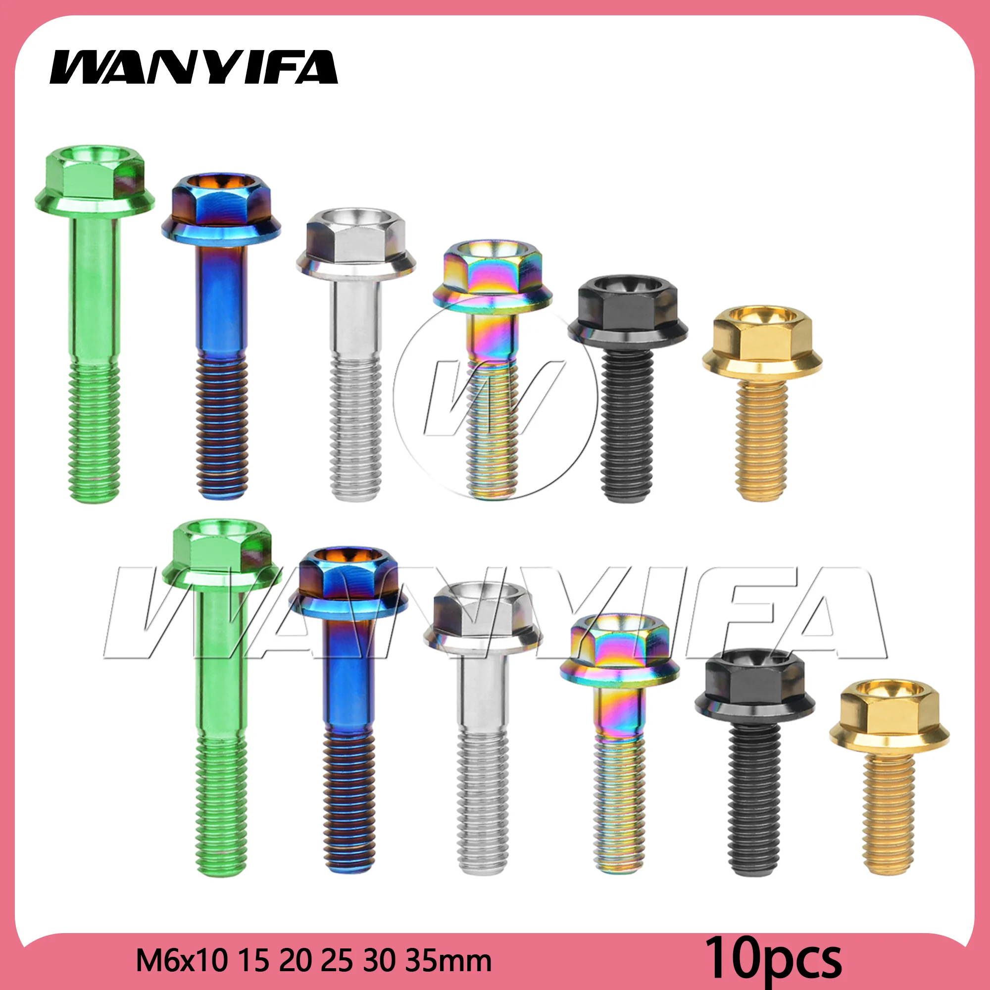 

Wanyifa 10pcs Titanium Bolts M6x10 15 20 25 30 35mm DIN6921 Flange Head Screw for Motorcycle Fastener