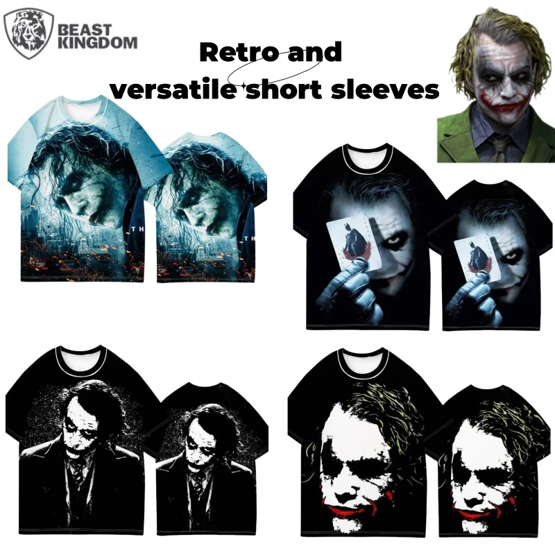 

Beast Kingdom Joker Movie Peripherals Creative Personality Retro Style Boys Summer Crew Neck Versatile Short Sleeve T-Shirt Top