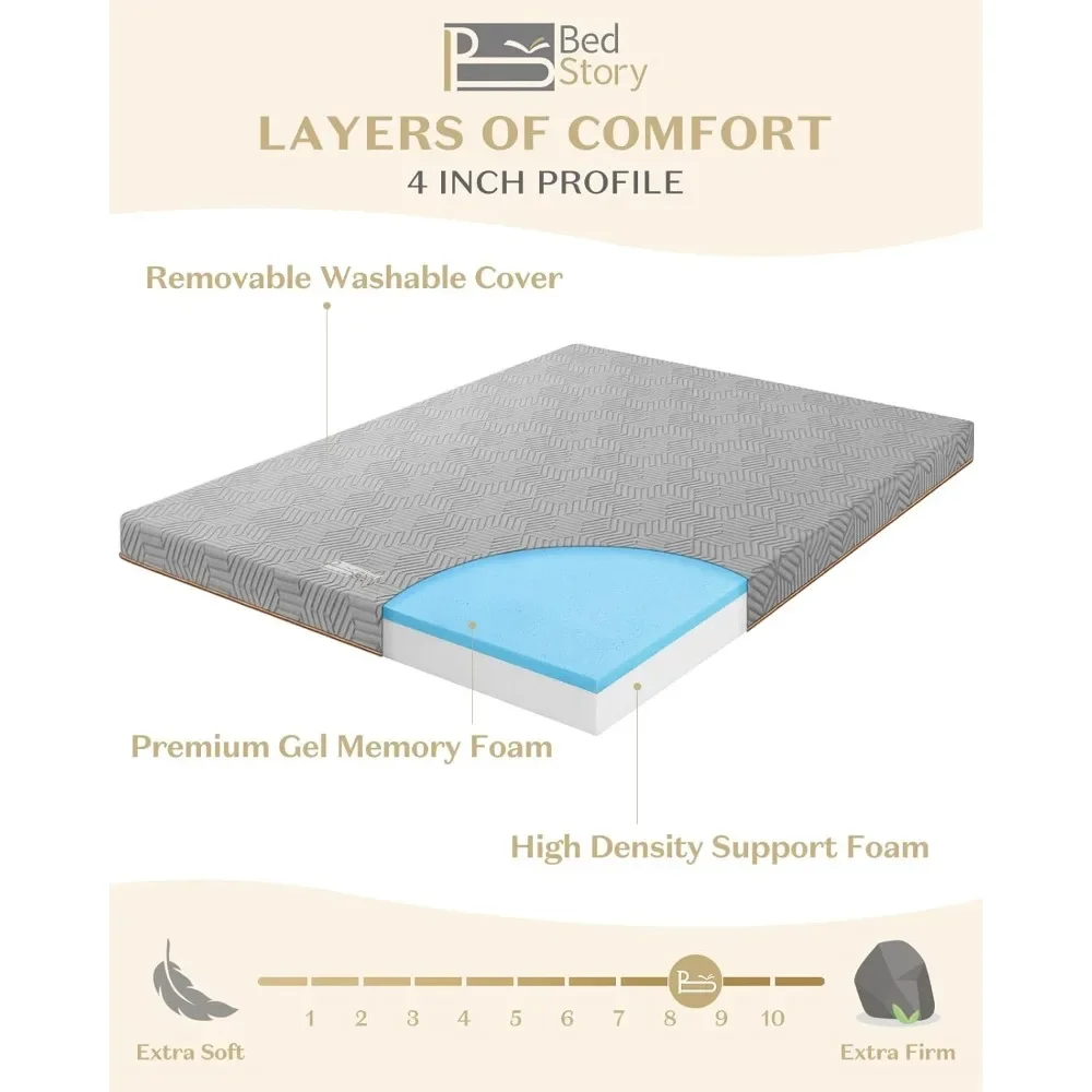Firm Mattress Topper Full Size - 4 Inch Memory Foam Mattress  for Back Pain Relief - High Density Foam Bed Toppers