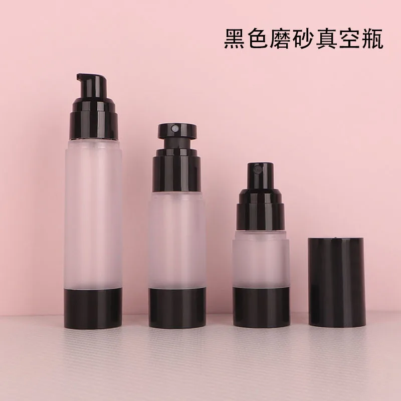 15Ml 30ml 50ml 80ml 100ml 120ml Empty Frosted Black Airless Pump Dispenser Bottle Refillable Lotion Cream Vacuum Spray Atomizer