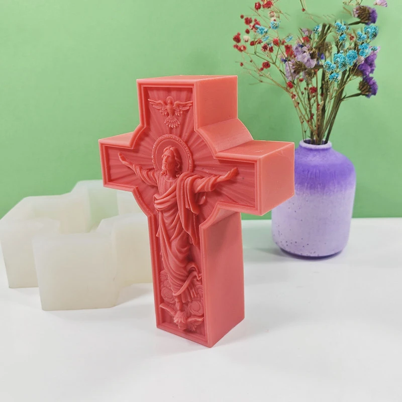 سيليكون عبر اليسوع تمثال قالب شمعة ، صورة المسيح المسيح ، الجبس ، أداة صب الراتنج الخرسانية ، الديكور الديني ، هدية #5