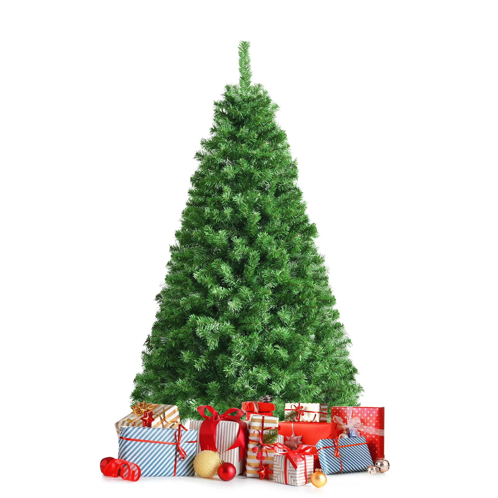 

5/ 6/ 7 FT Pre-lit Artificial Christmas Tree, Premium Fiber Optic Spruce Tree, Ideal for Xmas Indoor Decor