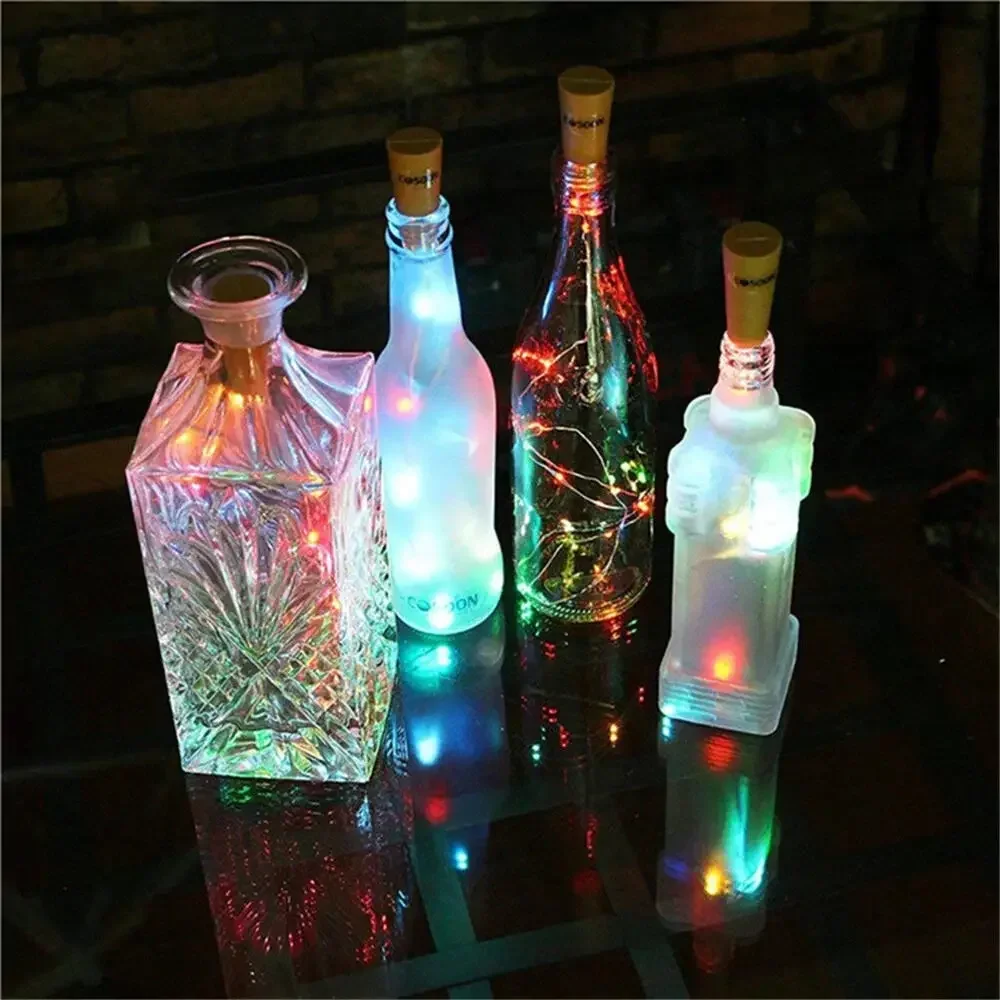 5PCS 1M/1.5M/2M Solar Wine Bottle String Lights IP65 Waterproof Copper Wire Cork Shaped Fairy Lights for Wedding Christmas Decor