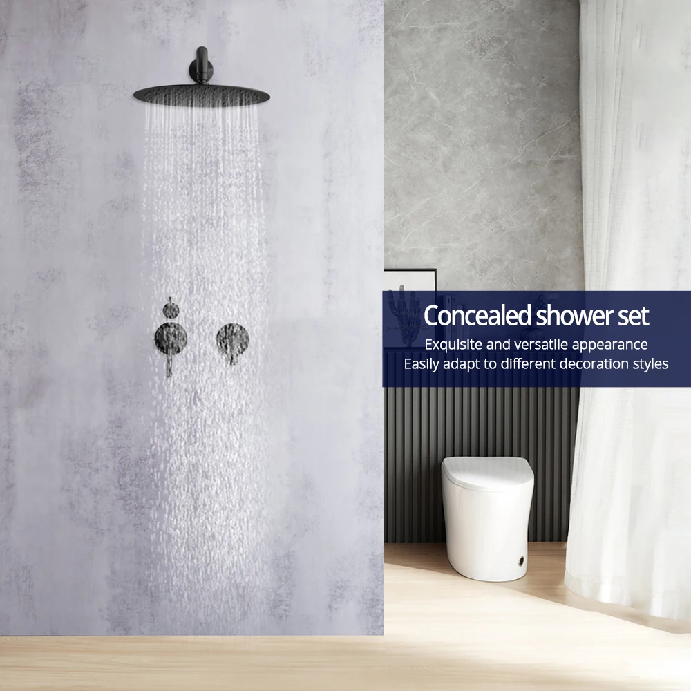 Brushed Gold Shower System Set 2 Function Shower Faucet 8-16 Inch Rainfall Shower 15-26CM Spout Bathroom Tap Wall Mounted