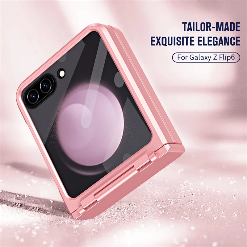 For Samsung Galaxy Z Flip 6 5 7 Flip5 Phone Case Luxury Matte With Mirror Film Folding Hinge Shockproof Protection Hard Cover